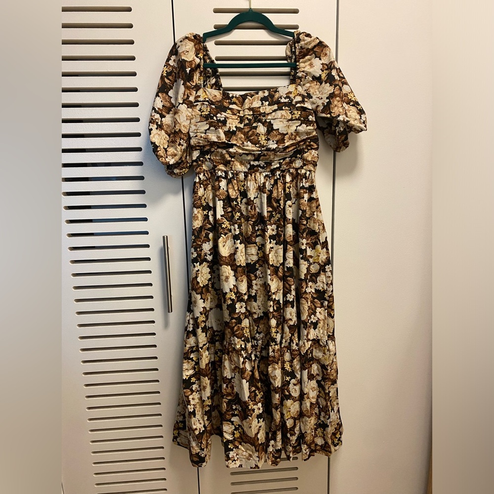 Abercrombie & Fitch Emerson Midi Dress Brown Floral Size Small